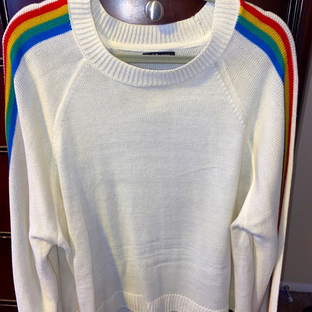 White Rainbow Striped Sweater